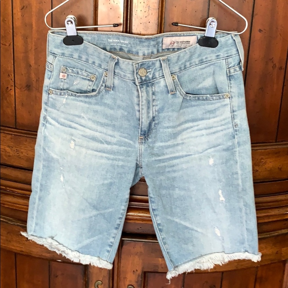 AG aged denim shorts